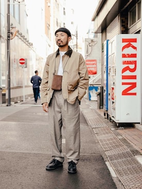 「STILL BY HAND（スティルバイハンド）のアイテム（ブルゾン）」を使った、THE COMMON TEMPO 原宿Yさん（メンズ・165cm）の秋コーディネート