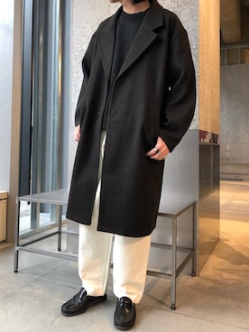 「koe（コエ）のアイテム（チェスターコート）」を使った、スギさん（メンズ・174cm）の冬コーディネート