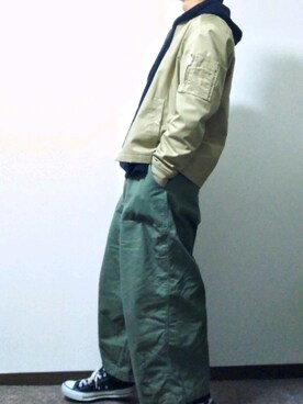「RAGEBLUE（レイジブルー）のアイテム（MA-1）」を使った、Masakiさん（メンズ・165cm）の冬コーディネート