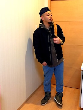 「H&M（エイチ・アンド・エム）のアイテム（ジャケット/アウター）」を使った、⛪️akilla⛪️さん（メンズ・172cm・20代）の冬コーディネート