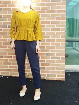 「アイテム（レインシューズ、ベージュ系）」を使った、Miさん（レディース・161cm）の夏コーディネート