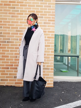 「UNIQLO（ユニクロ）のエクストラファインメリノリブタートルネックセーター（長袖）（ニット/セーター）」を使った、Miさん（レディース・161cm）の冬コーディネート