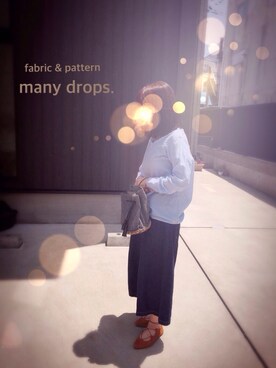 「many drops.のアイテム（シャツ/ブラウス、ブルー系）」を使った、mamieさん（レディース・158cm）の夏コーディネート