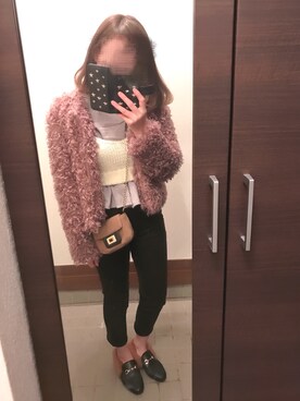 「GRL（グレイル）のアイテム（ノーカラージャケット）」を使った、いっさんさん（レディース・157cm）の冬コーディネート