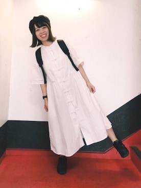 「黒リュック」｜「アイテム（ハンチング/ベレー帽）」を使った、cono_さん（レディース・145cm）の秋コーディネート