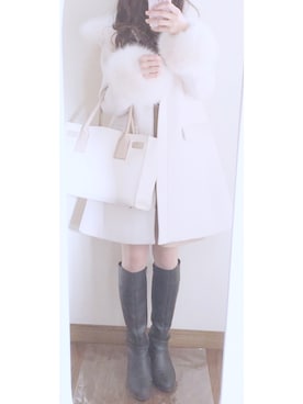 「TITTY&CO.（ティティーアンドコー）のアイテム（ステンカラーコート）」を使った、Reinaさん（レディース・156cm）の冬コーディネート