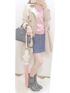 丸襟ビッグリボントレンチコート 丸襟ﾋﾞｯｸﾞﾘﾎﾞﾝﾄﾚﾝﾁｺｰﾄを使った人気ファッションコーディネート - WEAR