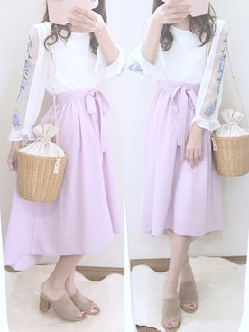 「tocco（トッコ）のアイテム（スカート）」を使った、Reinaさん（レディース・156cm）の夏コーディネート