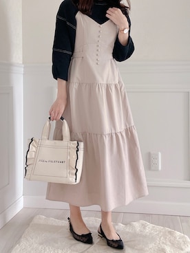 「tocco closet（トッコ　クローゼット）のアイテム（ジャンパースカート）」を使った、Reinaさん（レディース・156cm）の春コーディネート