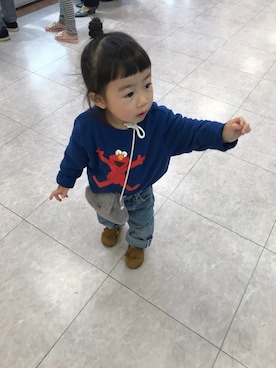 「アイテム（モカシン/デッキシューズ）」を使った、Karen____さん（キッズ・90cm）の冬コーディネート