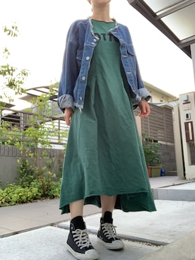 「みどり」｜「アイテム（デニムジャケット）」を使った、hukhukhukさん（レディース・149cm）の春コーディネート