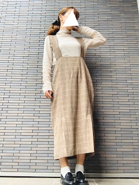 「レトロ」｜「アイテム（ジャンパースカート）」を使った、hukhukhukさん（レディース・149cm）の秋コーディネート
