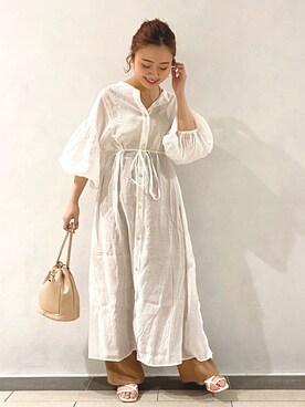 「Chico（チコ）のアイテム（シャツワンピース）」を使った、MikakoTanakaさん（レディース・151cm）の春コーディネート