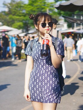 「ZALORA（-）のアイテム（つなぎ/オールインワン）」を使った、BaoerTangさん（レディース・158cm）の冬コーディネート