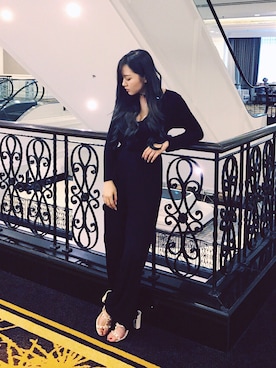 「ZALORA（-）のアイテム（オールインワン・サロペット）」を使った、BaoerTangさん（レディース・158cm）の冬コーディネート