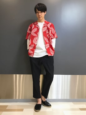 「RAGEBLUE（レイジブルー）のアイテム（その他シューズ）」を使った、阿部さん（メンズ・178cm）の春コーディネート