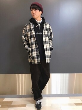 「RAGEBLUE（レイジブルー）のアイテム（ニットキャップ/ビーニー）」を使った、阿部さん（メンズ・178cm）の秋コーディネート