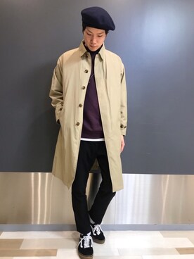 「RAGEBLUE（レイジブルー）のアイテム（ステンカラーコート）」を使った、阿部さん（メンズ・178cm）の冬コーディネート