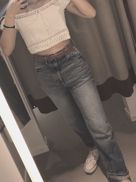 「H&M（エイチ・アンド・エム）のアイテム（チューブトップ、ホワイト系）」を使った、yuuwiさん（レディース・162cm）の春コーディネート