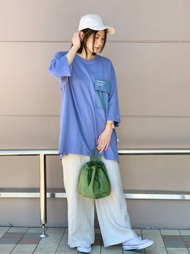 「Right-on（ライトオン）のアイテム（キャップ）」を使った、あっきーさん（レディース・160cm）の夏コーディネート