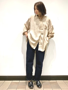 「アイテム（トップス、ブラウン系）」を使った、あっきーさん（レディース・160cm）の秋コーディネート