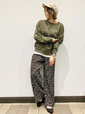 「Right-on（ライトオン）のアイテム（キャスケット）」を使った、あっきーさん（レディース・160cm）の秋コーディネート