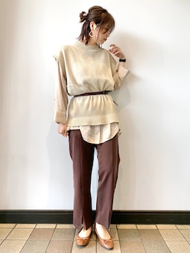 「NET（ネット）のアイテム」を使った、あっきーさん（レディース・160cm）の秋コーディネート