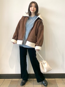 「プリーツバッグ」｜「アイテム（その他アウター）」を使った、あっきーさん（レディース・160cm）の冬コーディネート