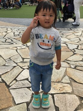 「こども ビームス（コドモビームス）のアイテム（スウェット）」を使った、ひろさん（キッズ・90cm）の秋コーディネート