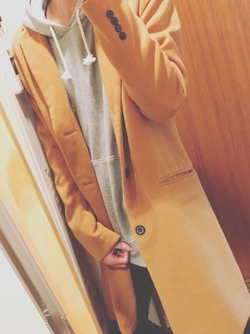 「シンプルおしゃれが好き」｜「アイテム（チェスターコート）」を使った、たいちさん（メンズ・178cm）の秋コーディネート