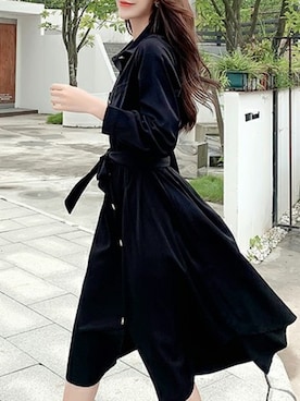 「アイテム（シャツワンピース、ブラック系）」を使った、ルックアンドモアさん（レディース・160cm）の秋コーディネート