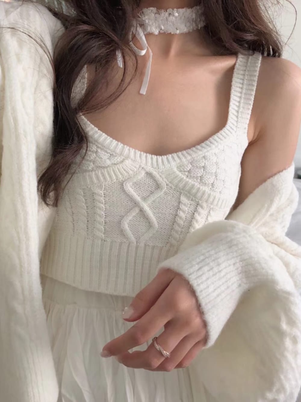 「Springのアイテム（キャミソール、ホワイト系）」を使った、o泡果奶さん（レディース・163cm）の春コーディネートの1枚目の写真