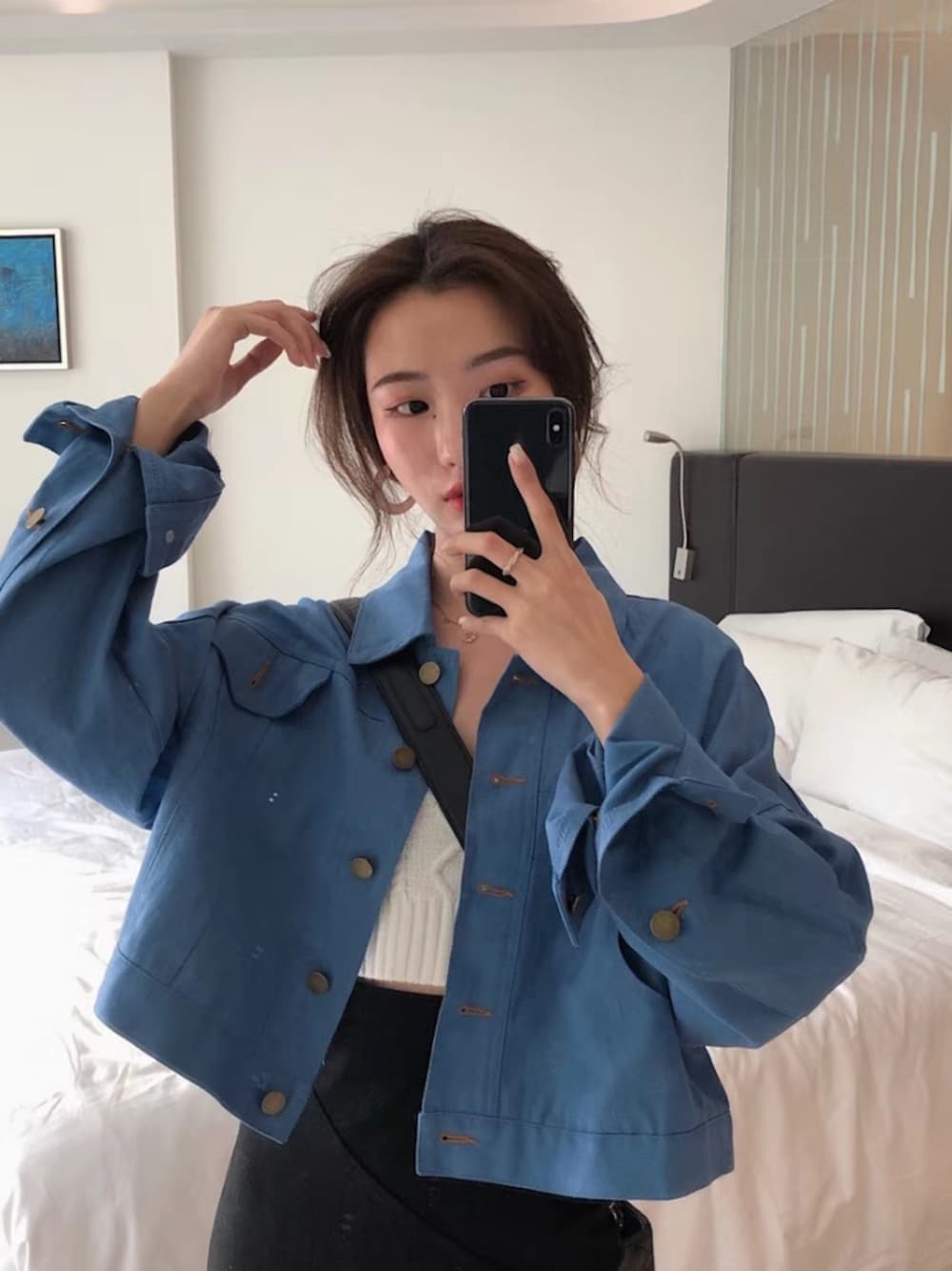 「Springのアイテム（ブルゾン、ブルー系）」を使った、o泡果奶さん（レディース・163cm）の春コーディネートの1枚目の写真