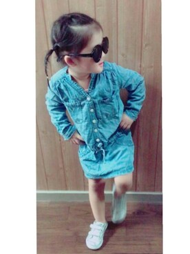 「AZUL by moussy（アズールバイマウジー）のアイテム（ワンピース/ドレス）」を使った、N★Mさん（キッズ・100cm）の春コーディネート