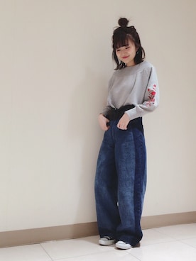 「ハーフアップ」｜まるこさん（レディース・150cm）の冬コーディネート