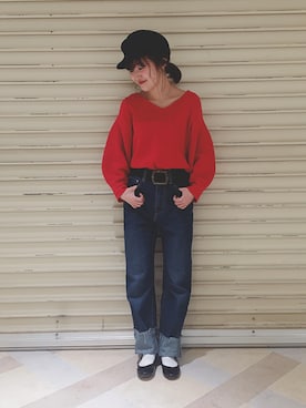 「archives（アルシーヴ）のアイテム（パンツ）」を使った、まるこさん（レディース・150cm）の冬コーディネート