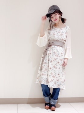 「archives（アルシーヴ）のアイテム（ワンピース/ドレス）」を使った、まるこさん（レディース・150cm）の春コーディネート