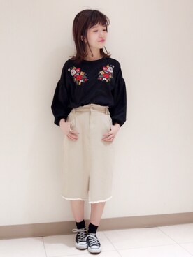 「archives（アルシーヴ）のアイテム（スカート）」を使った、まるこさん（レディース・150cm）の春コーディネート