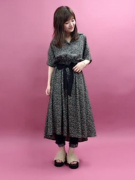 「archives（アルシーヴ）のアイテム（ワンピース/ドレス）」を使った、まるこさん（レディース・151cm）の夏コーディネート