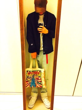 「チャイハネ（チャイハネ）のアイテム（トートバッグ）」を使った、rさん（メンズ・176cm）の冬コーディネート