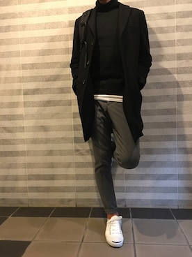 「Doシンプル部」｜「アイテム（チェスターコート）」を使った、katsuさん（メンズ・173cm）の冬コーディネート