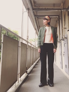 「EDITION（エディション）のアイテム（ブルゾン）」を使った、潮田あかりさん（レディース・166cm）の冬コーディネート