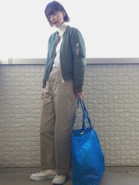 「EDITION（エディション）のアイテム（ブルゾン）」を使った、潮田あかりさん（レディース・166cm）の冬コーディネート