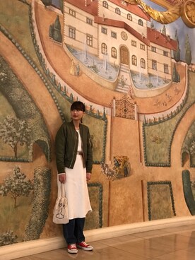 「EDITION（エディション）のアイテム（ブルゾン）」を使った、潮田あかりさん（レディース・166cm）の春コーディネート