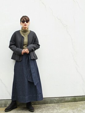 「BLACK BY MOUSSY（ブラックバイマウジー）のアイテム（ブルゾン）」を使った、潮田あかりさん（レディース・166cm）の秋コーディネート