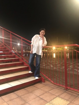 「CINOH（チノ）のアイテム（ジャケット/アウター）」を使った、潮田あかりさん（レディース・166cm）の夏コーディネート