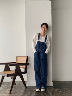 「FRAMeWORK（フレームワーク）のアイテム（オールインワン・サロペット）」を使った、潮田あかりさん（レディース・166cm）の夏コーディネート