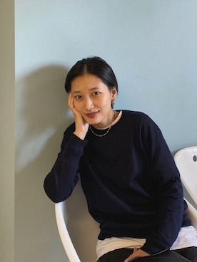 「MONDAY EDITION（マンデイ　エディション）のアイテム」を使った、潮田あかりさん（レディース・166cm）の秋コーディネート