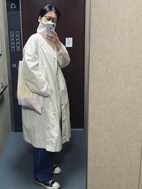 「FRAMeWORK（フレームワーク）のアイテム（オールインワン・サロペット）」を使った、潮田あかりさん（レディース・166cm）の春コーディネート