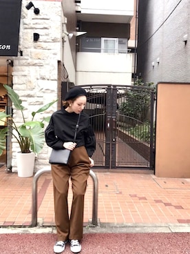 「TODAYFUL（トゥデイフル）のアイテム（ハンチング/ベレー帽）」を使った、Saori   Shirakawaさん（レディース・159cm）の秋コーディネート